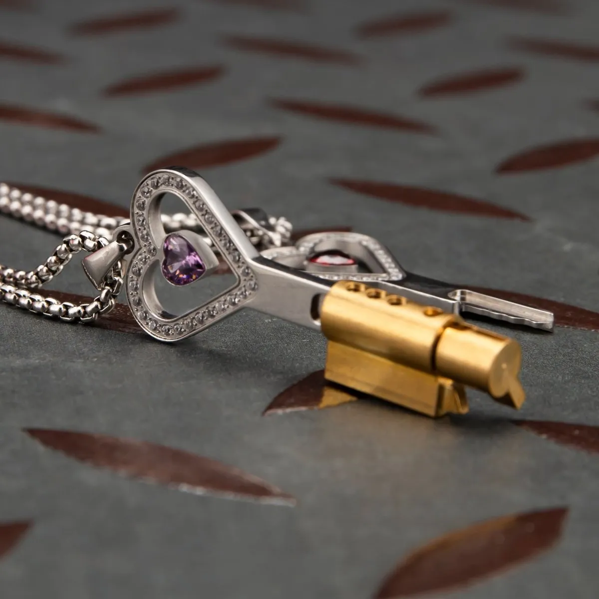 💝 Heartkeeper - Chastity Key Locket  - Real Moisssanite Diamonds