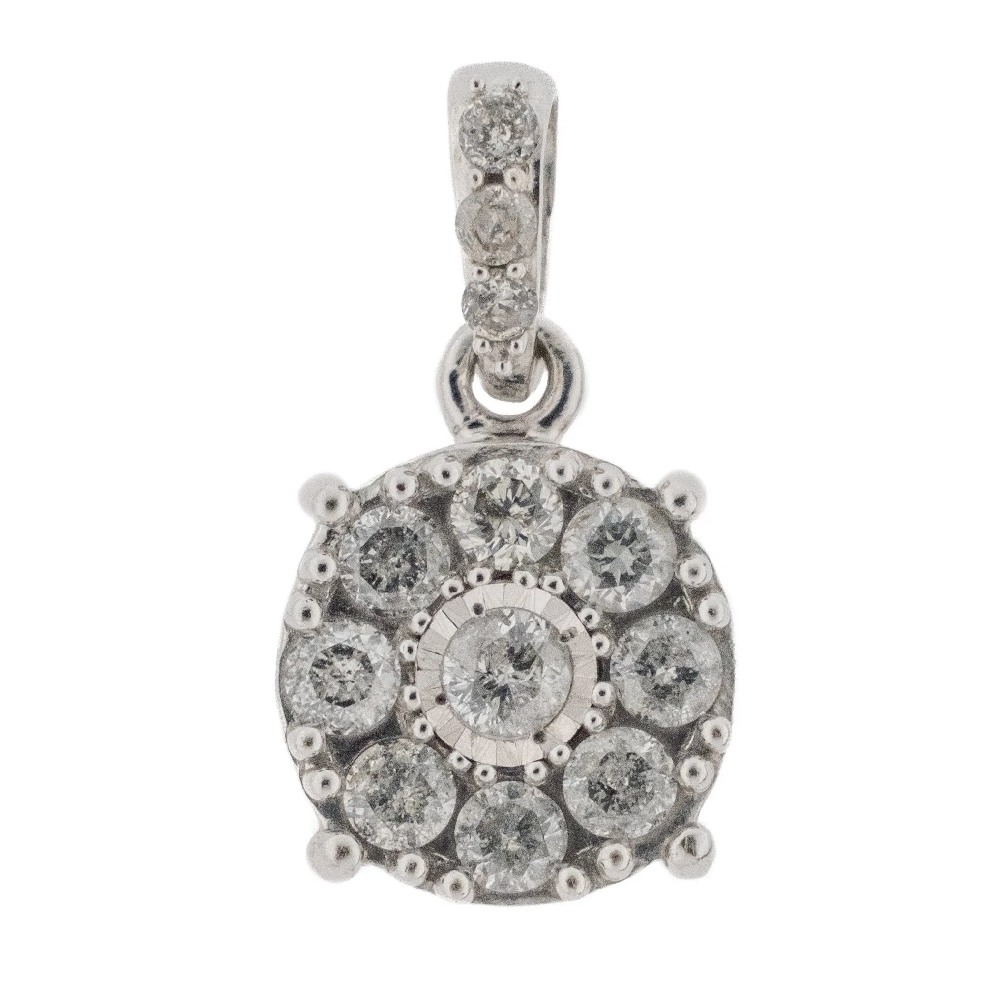 0.33ctw Diamond Accented Pendant in 10K White Gold on 20" Fine Cable Chain in 14K White Gold