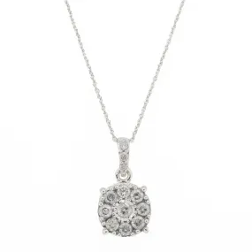 0.33ctw Diamond Accented Pendant in 10K White Gold on 20" Fine Cable Chain in 14K White Gold