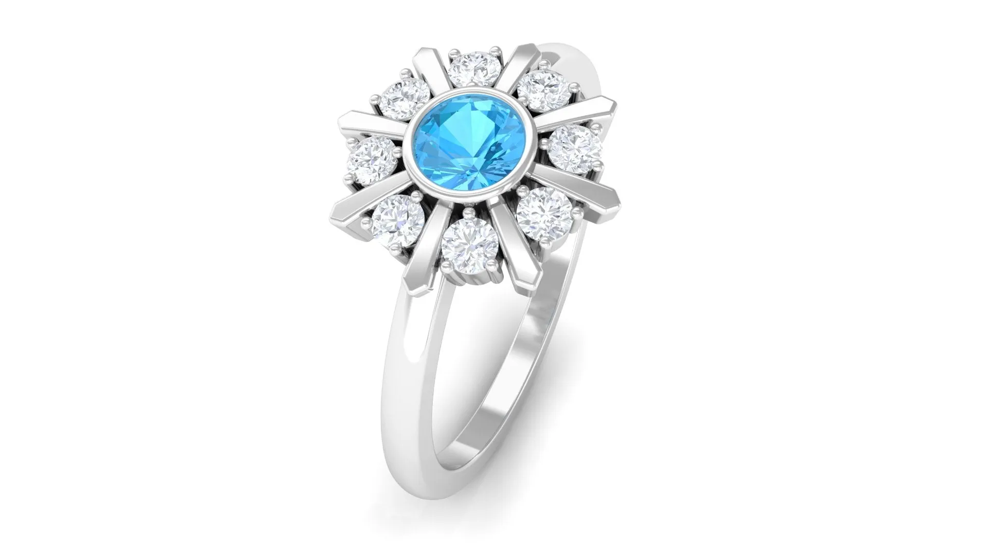 0.50 CT Swiss Blue Topaz and Diamond Statement Ring