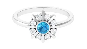 0.50 CT Swiss Blue Topaz and Diamond Statement Ring