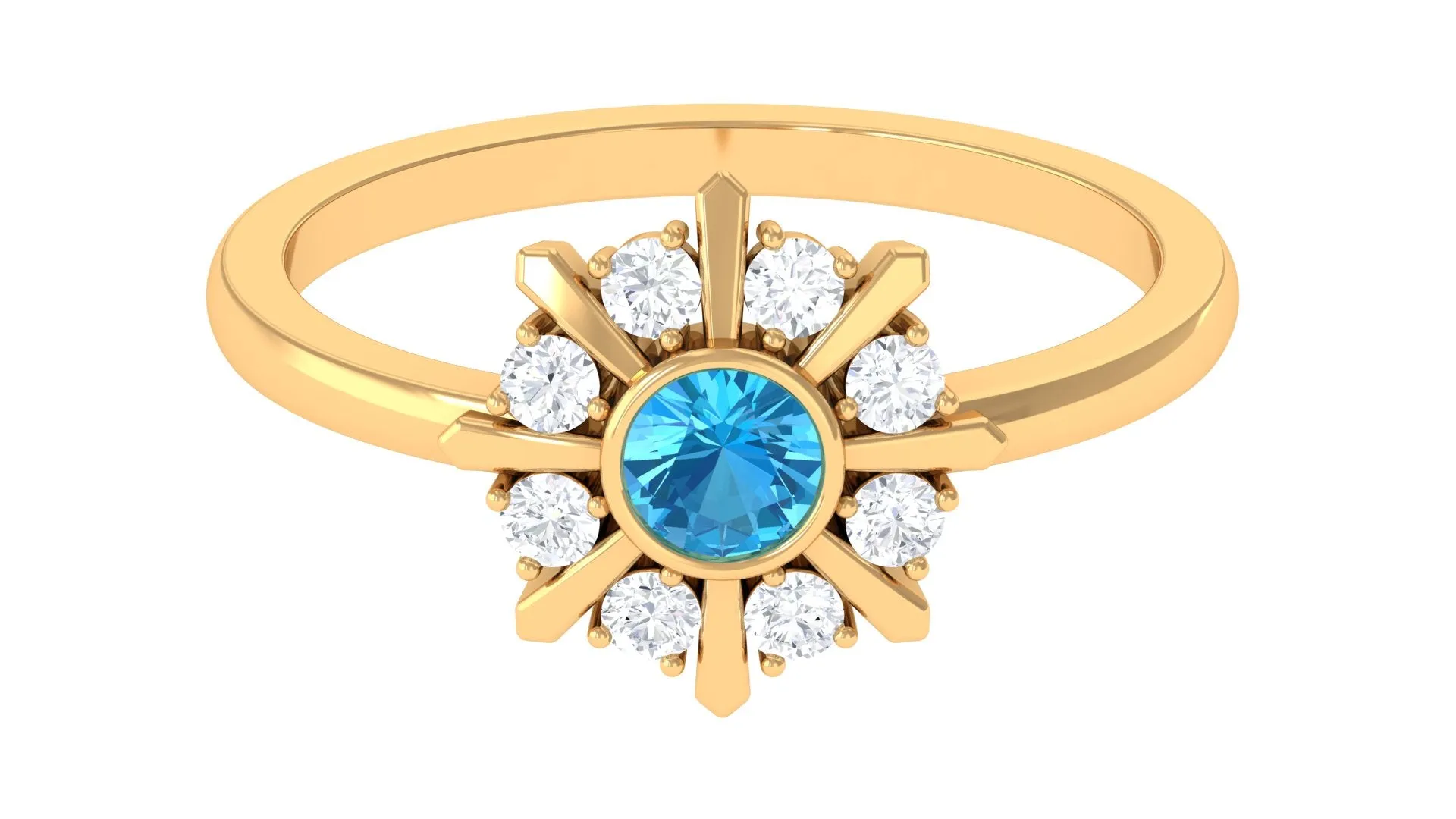 0.50 CT Swiss Blue Topaz and Diamond Statement Ring