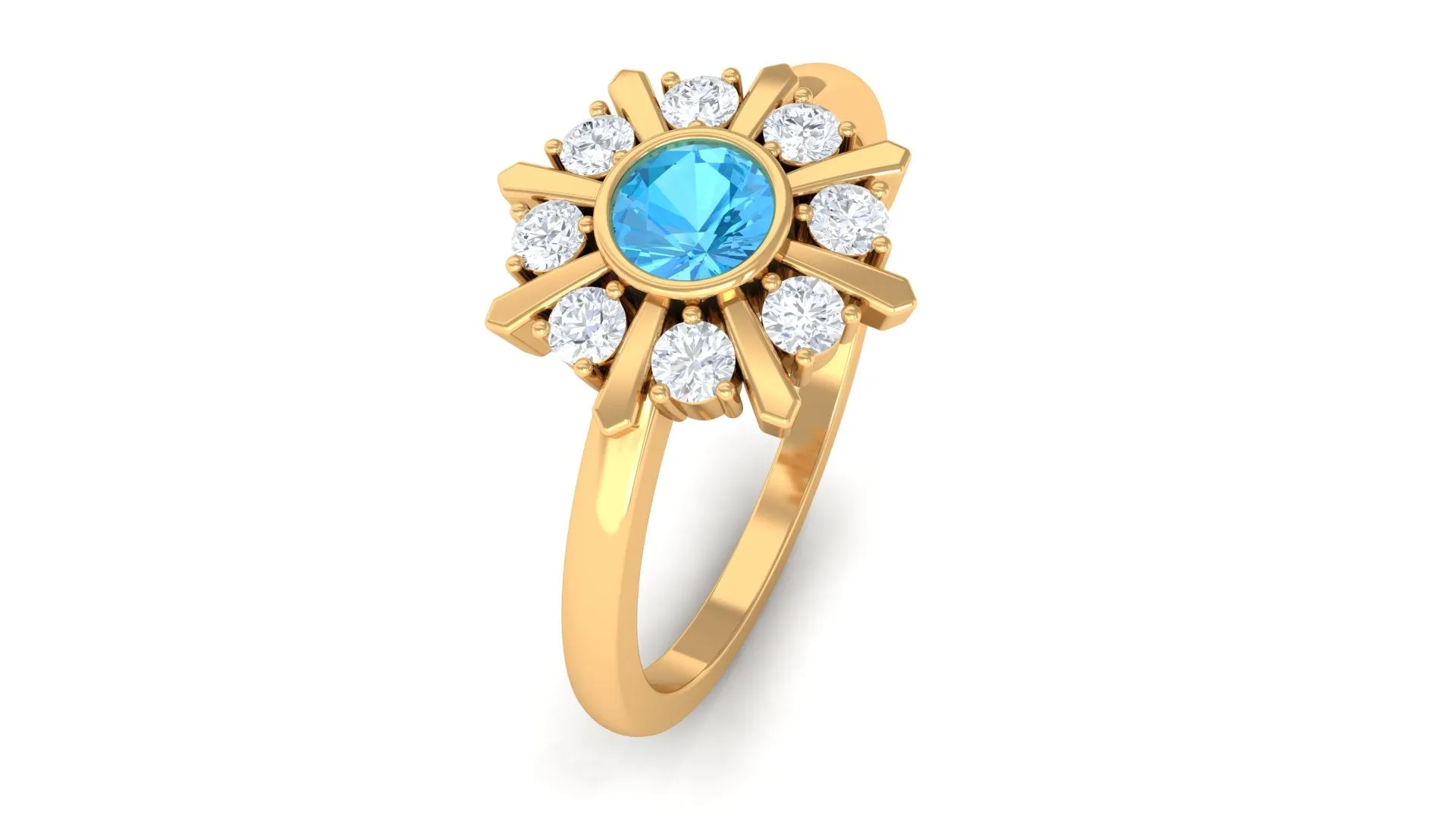 0.50 CT Swiss Blue Topaz and Diamond Statement Ring