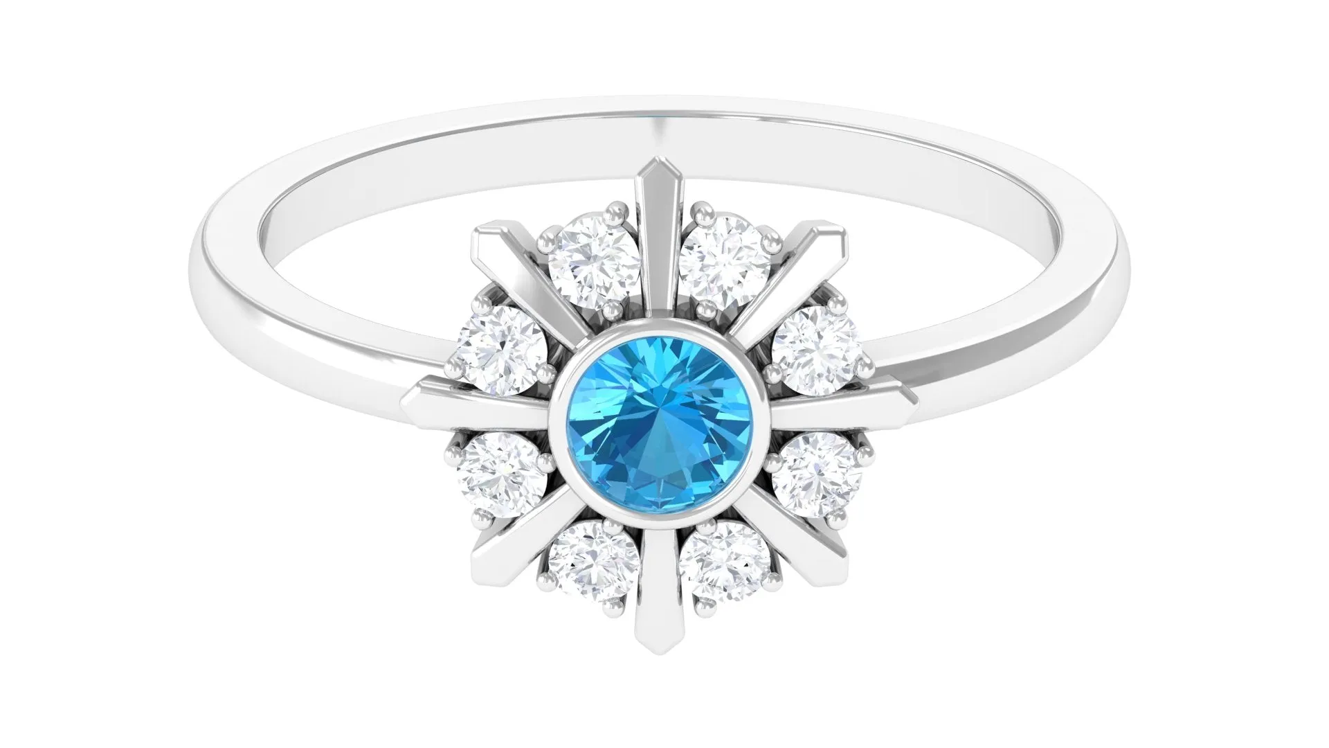 0.50 CT Swiss Blue Topaz and Diamond Statement Ring