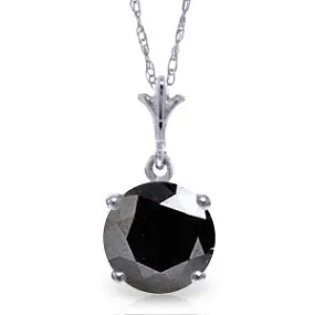 1 Carat 14K Solid White Gold Necklace 1.0 Carat Black Diamond