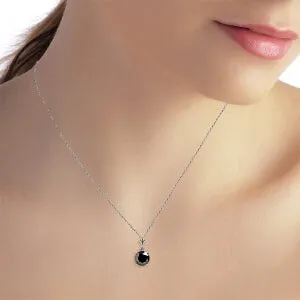 1 Carat 14K Solid White Gold Necklace 1.0 Carat Black Diamond