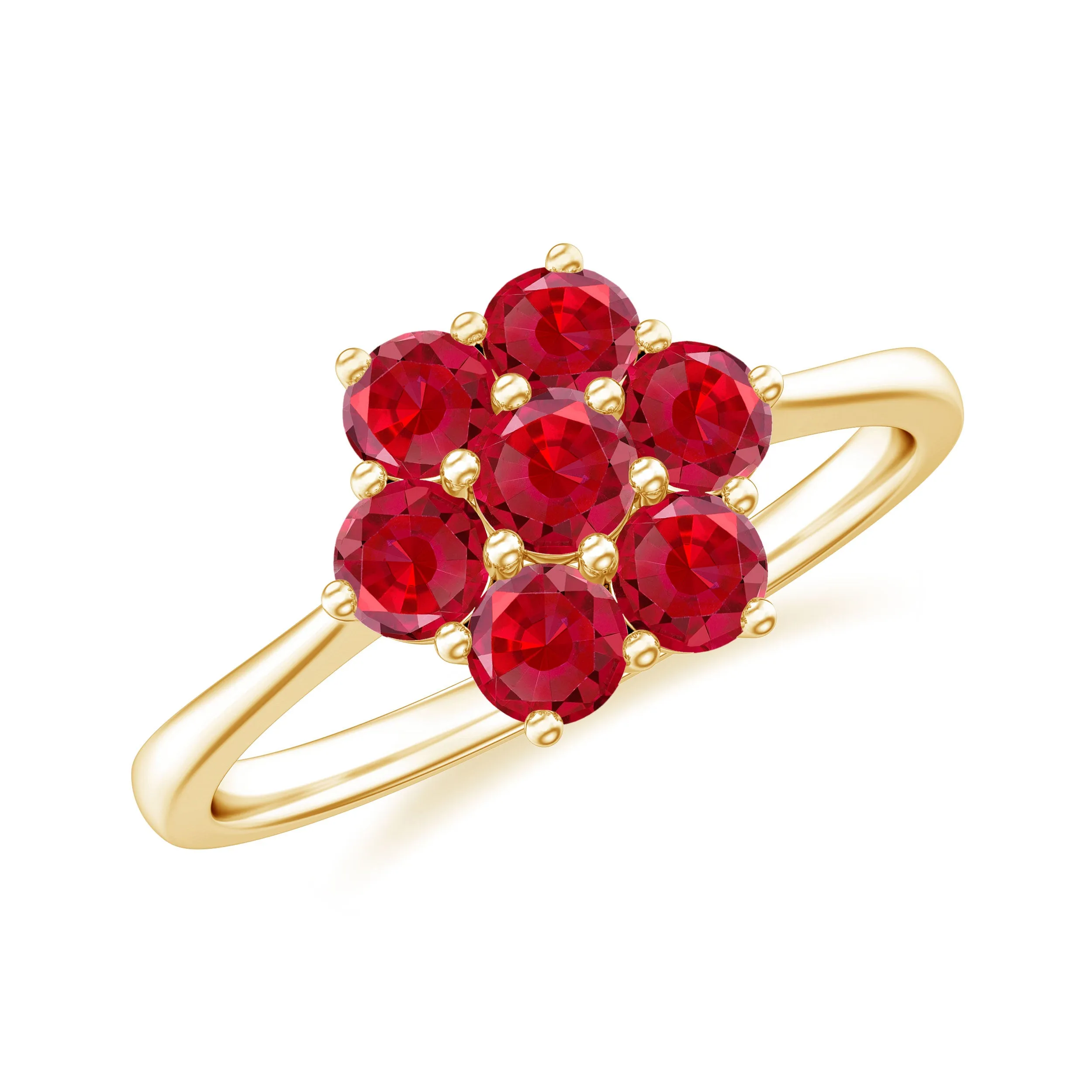 1 CT Round Cut Lab Created Ruby Cluster Ring