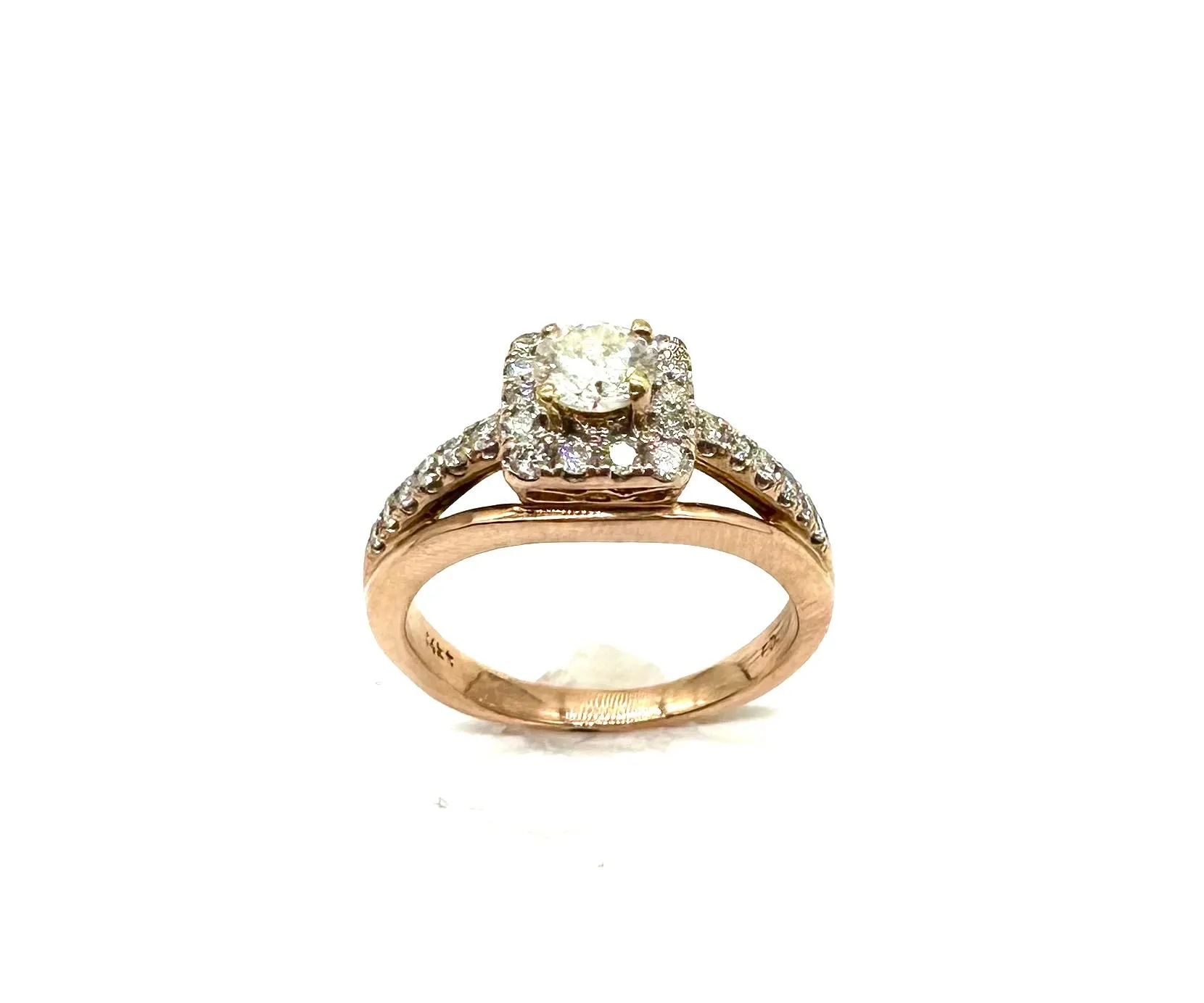 1 CTW Halo Diamond Rose Gold Ring