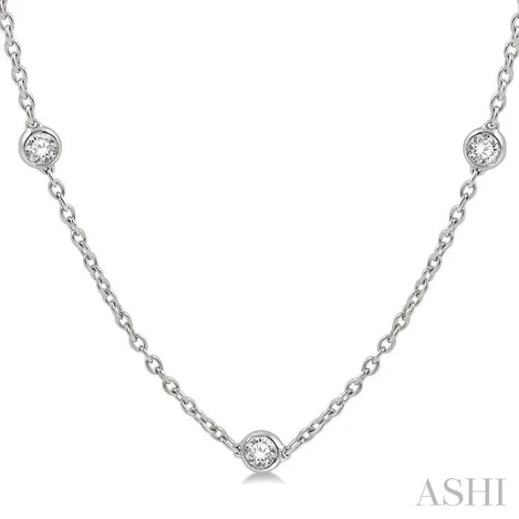 1 Ctw Round Cut Diamond Fashion Necklace in 14K White Gold