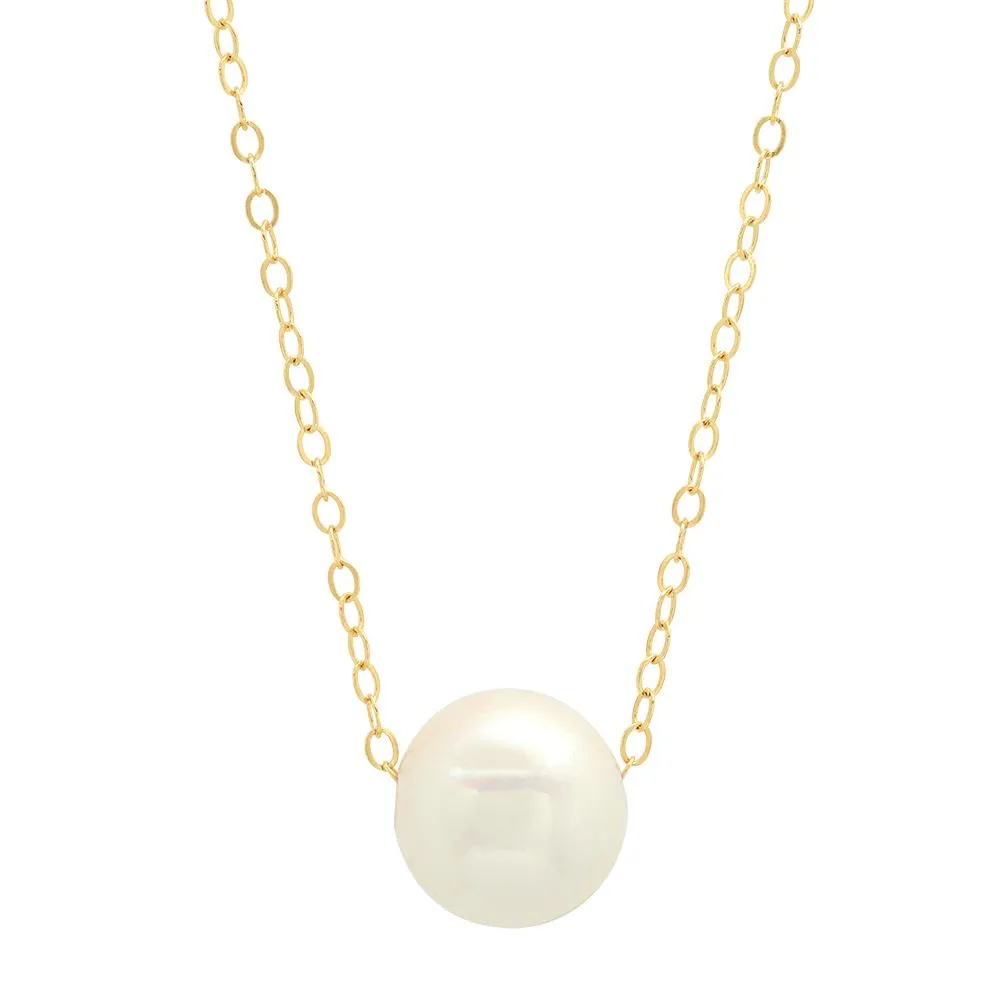 10-11mm White Freshwater Cultured Pearl Pendant 14kt Yellow Gold