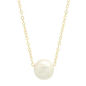 10-11mm White Freshwater Cultured Pearl Pendant 14kt Yellow Gold