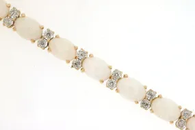 10.5CT DIAMOND & AAA OPAL 14KT YELLOW GOLD OVAL & ROUND CLASSIC TENNIS BRACELET