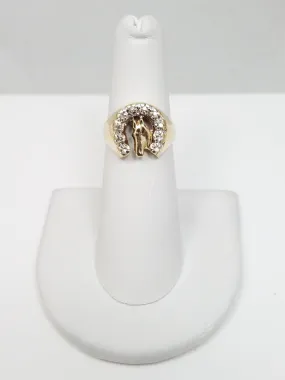 10k Yellow Gold Diamond Horseshoe Ring