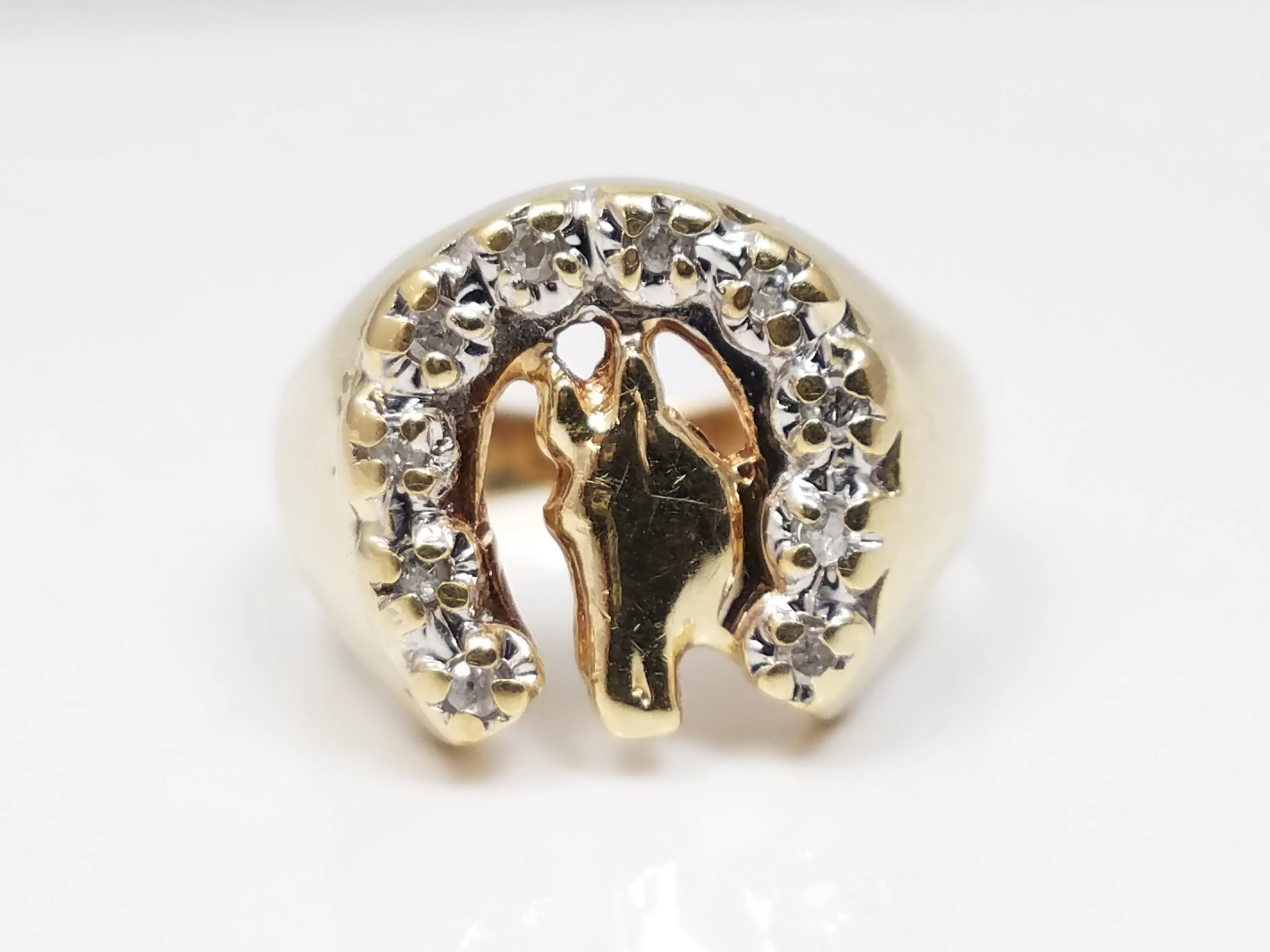 10k Yellow Gold Diamond Horseshoe Ring