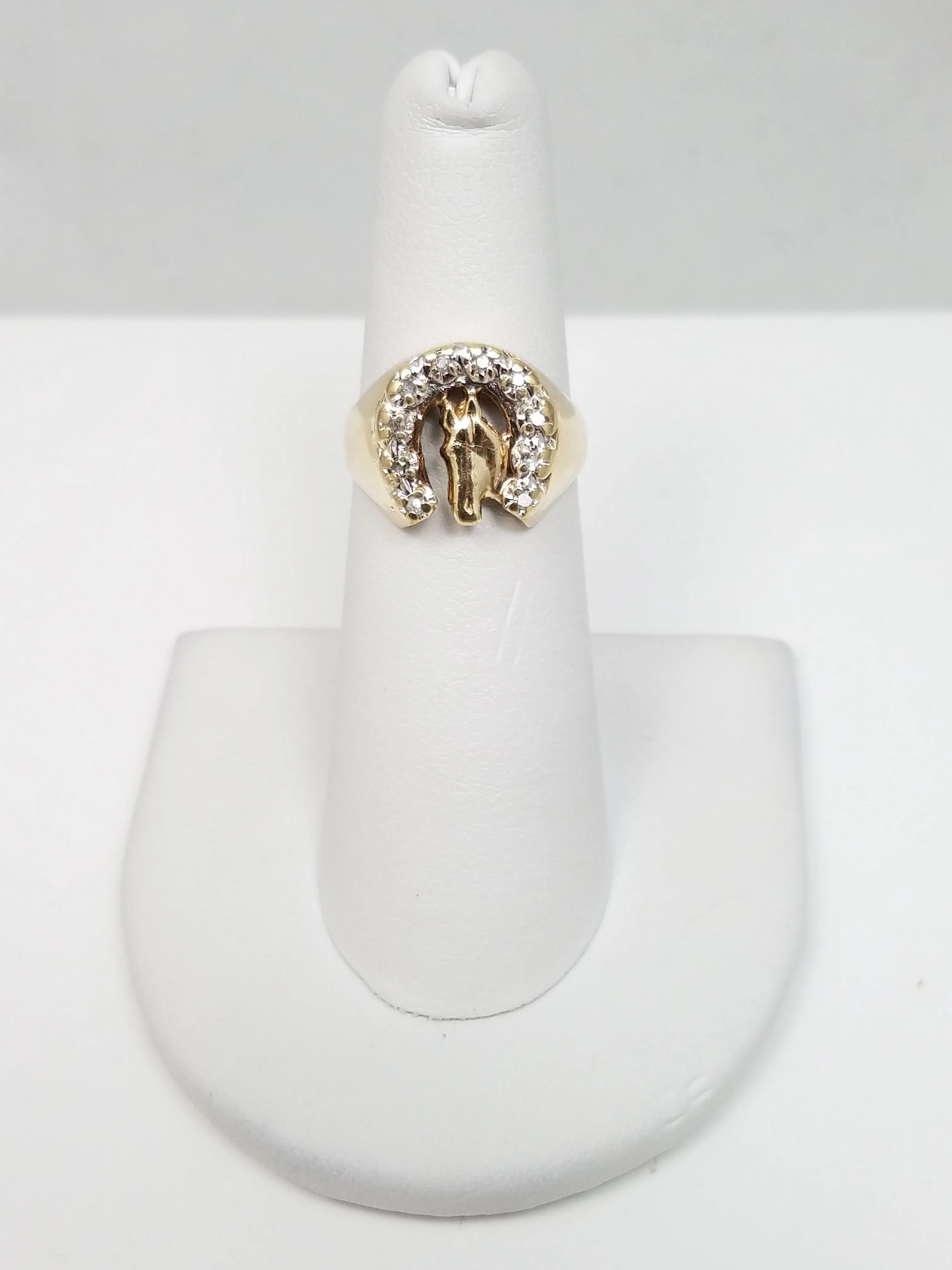 10k Yellow Gold Diamond Horseshoe Ring