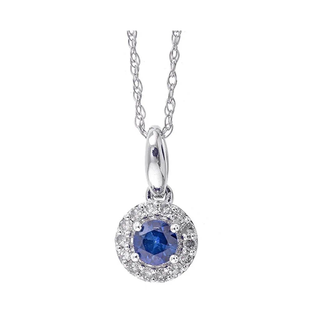 10KT White Gold Gemstone Pendant Necklace