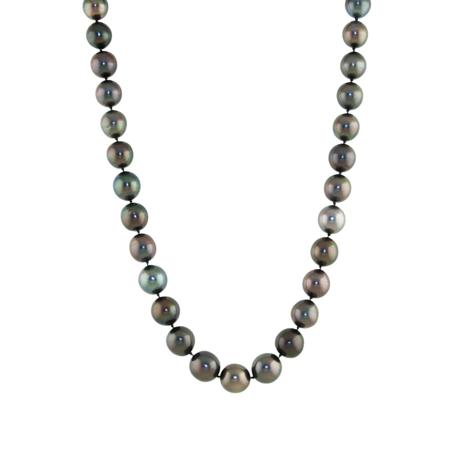 10mm Natural Tahitian Black Pearl Necklace