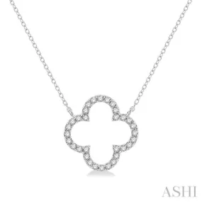 1/4 Ctw Clover Round Cut Diamond Necklace in 14K White Gold