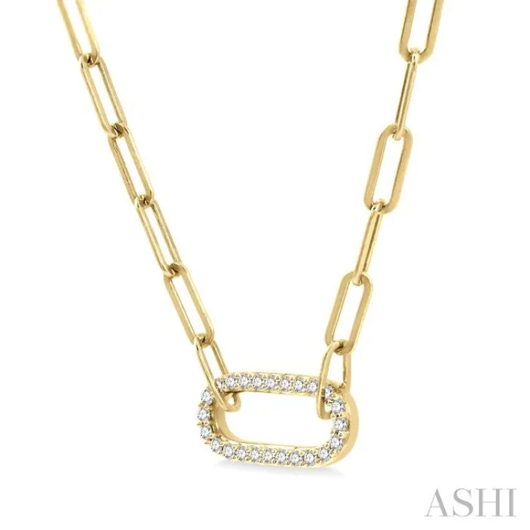 1/4 Ctw Paper Clip Round Cut Diamond Necklace in 14K Yellow Gold