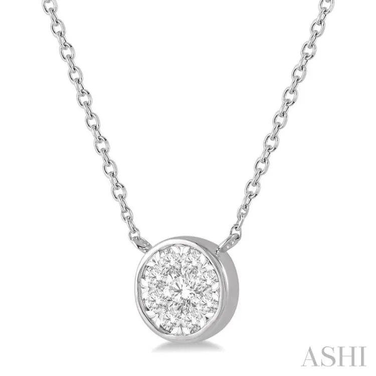 1/4 Ctw Round Shape Lovebright Diamond Necklace in 14K White Gold