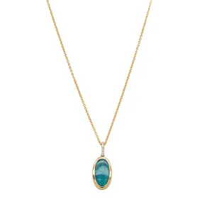 14ct Yellow Gold Opal & Diamond Pendant