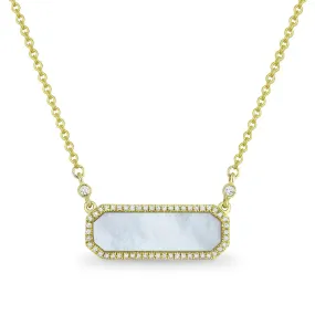 14k 1.18 Ct Mother of Pearl, 0.13 Ct Diamond Necklace, Available in White, Rose and Yellow Gold