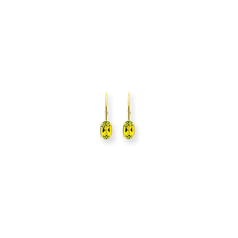 14k 6x4mm Oval Peridot Leverback Earrings