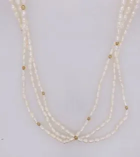 14K Freshwater Seed Pearl Necklace and Bracelet Set