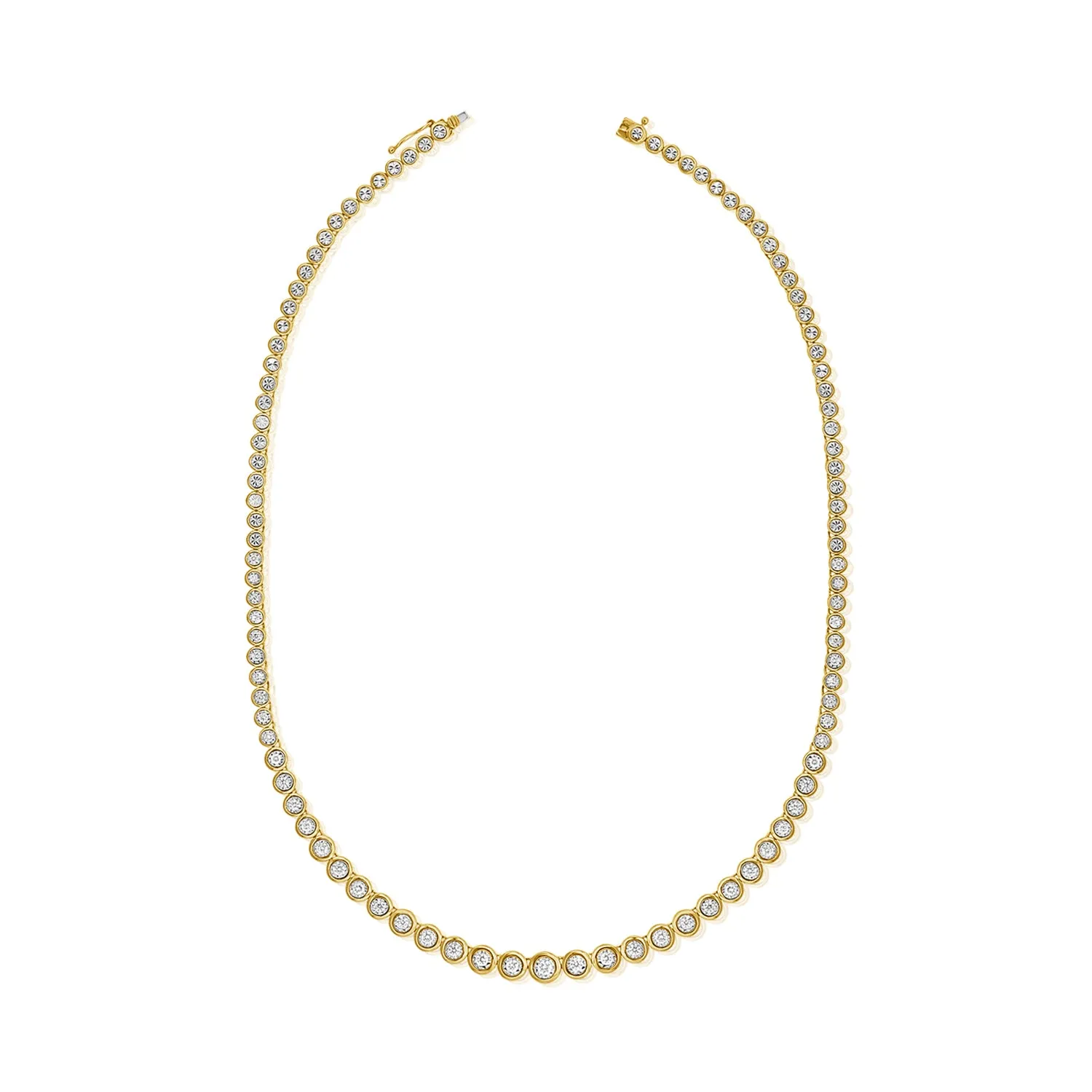 14k Gold & Diamond Bezel Tennis Necklace - 1.61ct