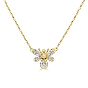 14K Gold & Diamond Bumble Bee Necklace - 0.25ct