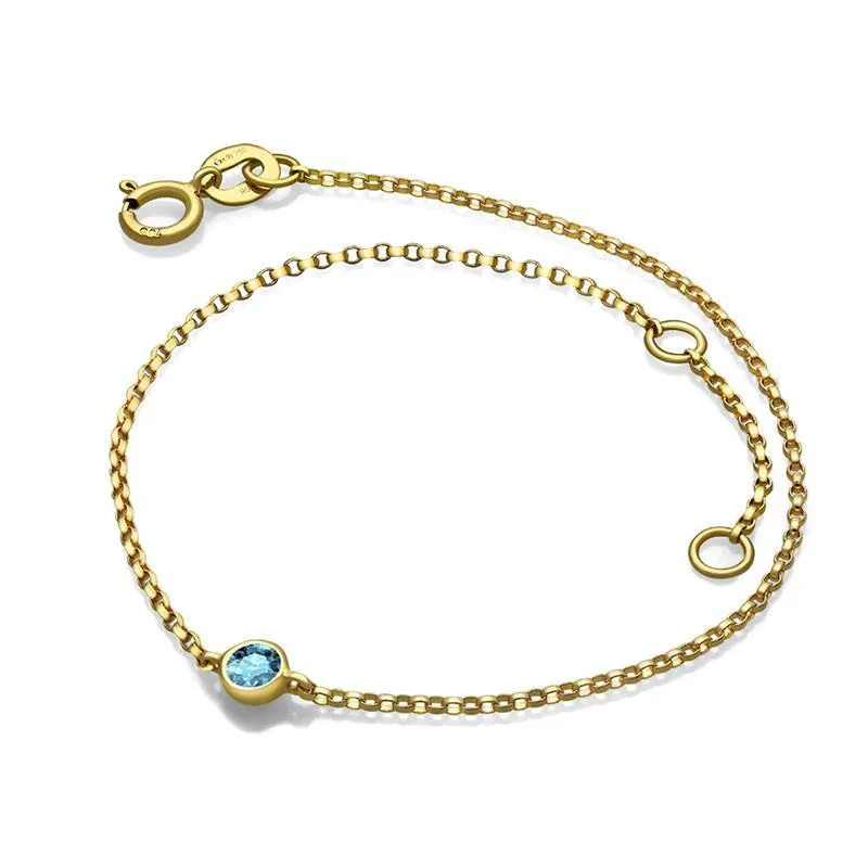 14K Gold Bezel Birthstone Bracelet