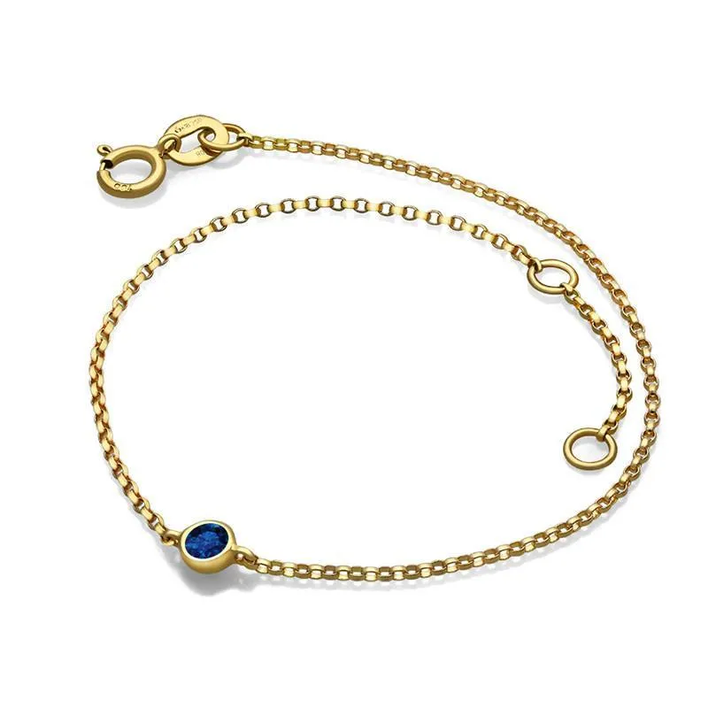 14K Gold Bezel Birthstone Bracelet