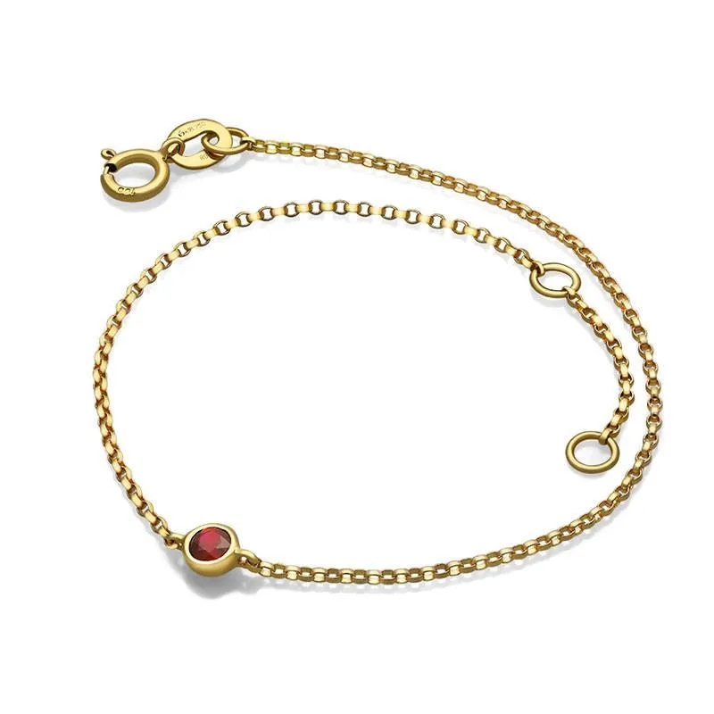 14K Gold Bezel Birthstone Bracelet