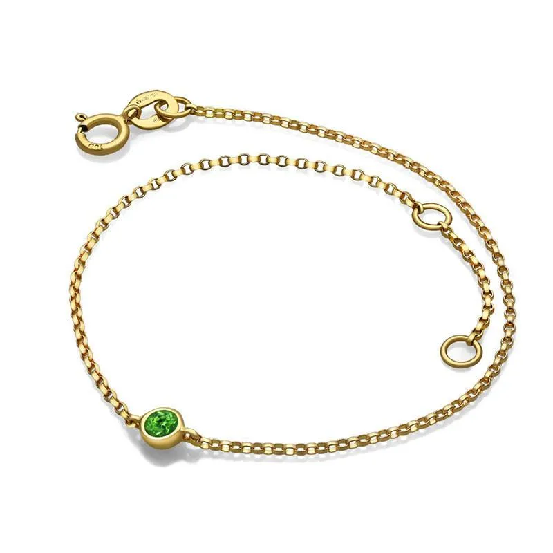 14K Gold Bezel Birthstone Bracelet