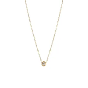 14k Gold Hexagon Diamond Necklace