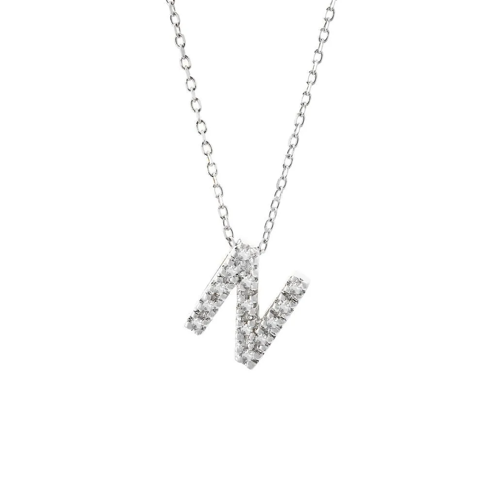 14K Gold Initial "N" Necklace With Diamonds