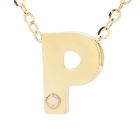 14K Gold Initial "P" Necklace (Diamond)