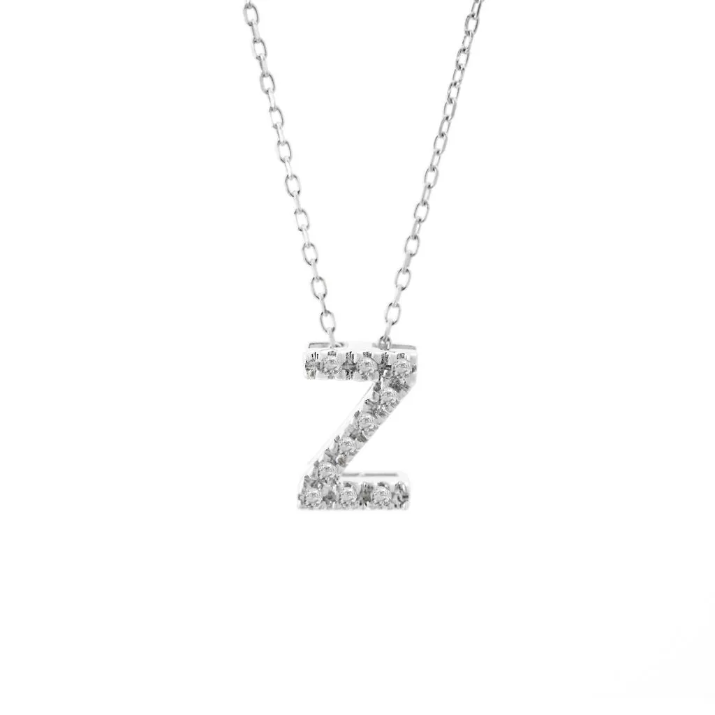 14K Gold Initial "Z" Necklace With Diamonds