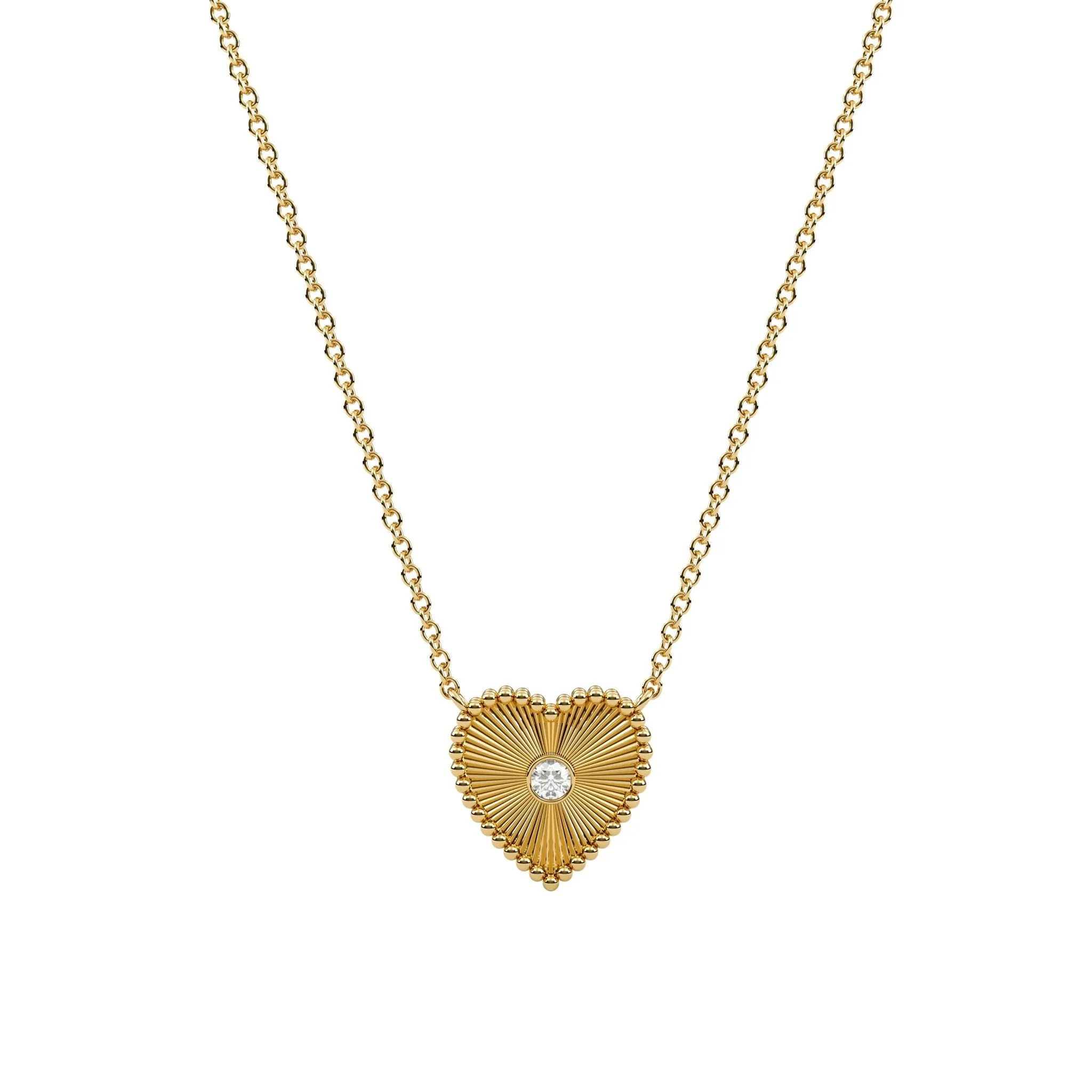 14k Obra Fluted Heart Necklace