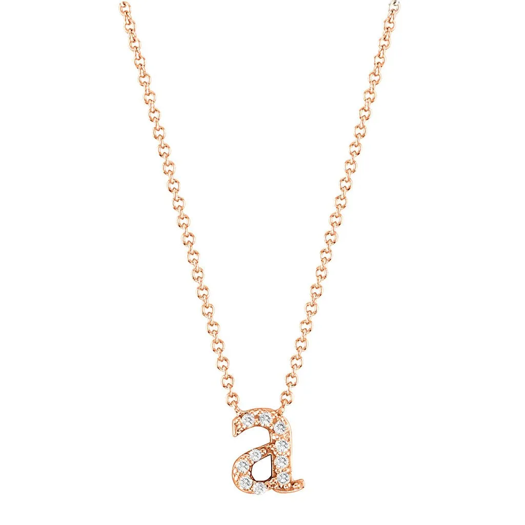 14k Rose Gold Mini Diamond Initial Pendant