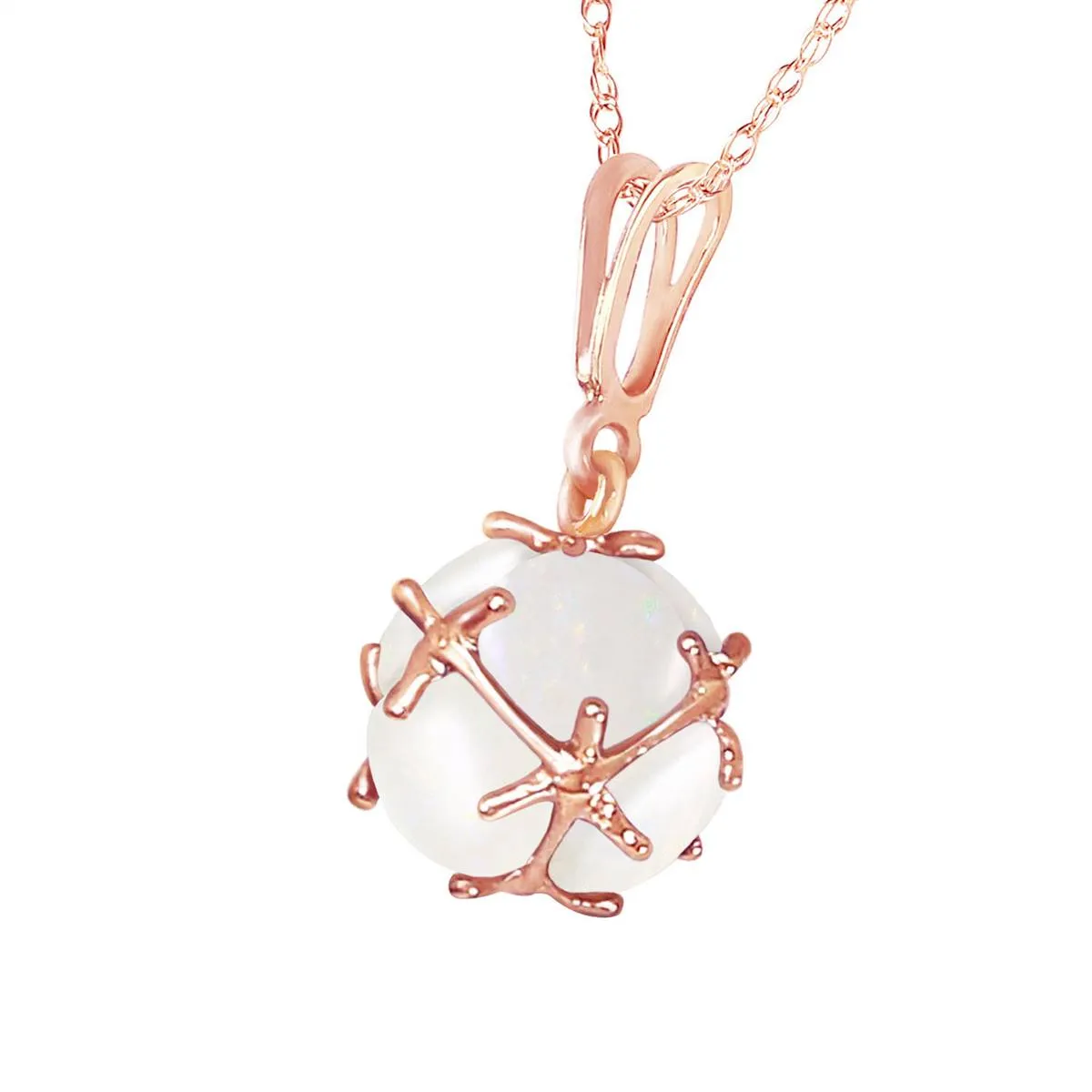 14K Solid Rose Gold Necklace w/ Natural Opals