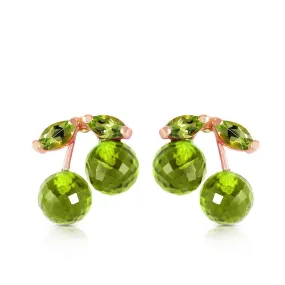 14K Solid Rose Gold Peridot Gemstone Earrings