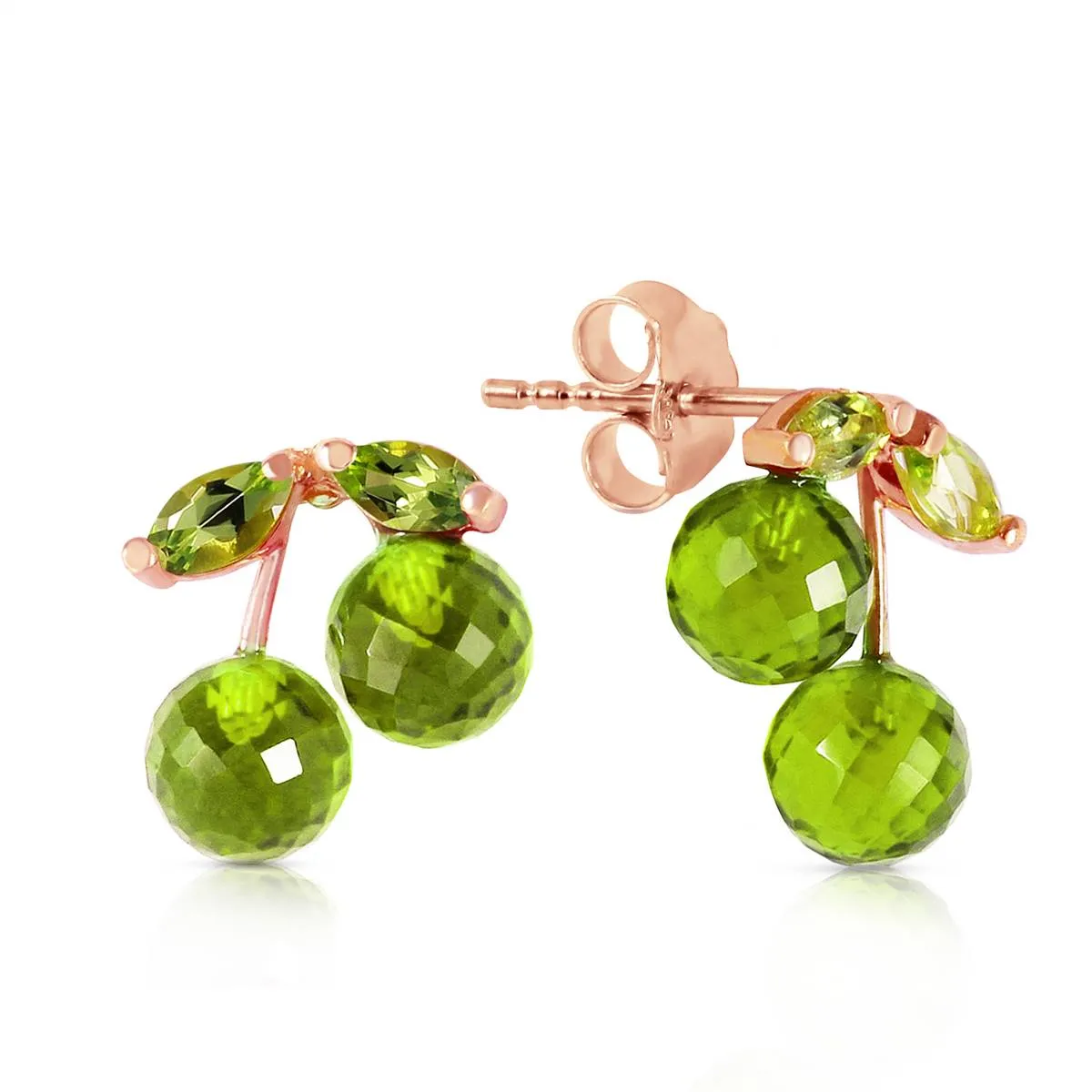 14K Solid Rose Gold Peridot Gemstone Earrings