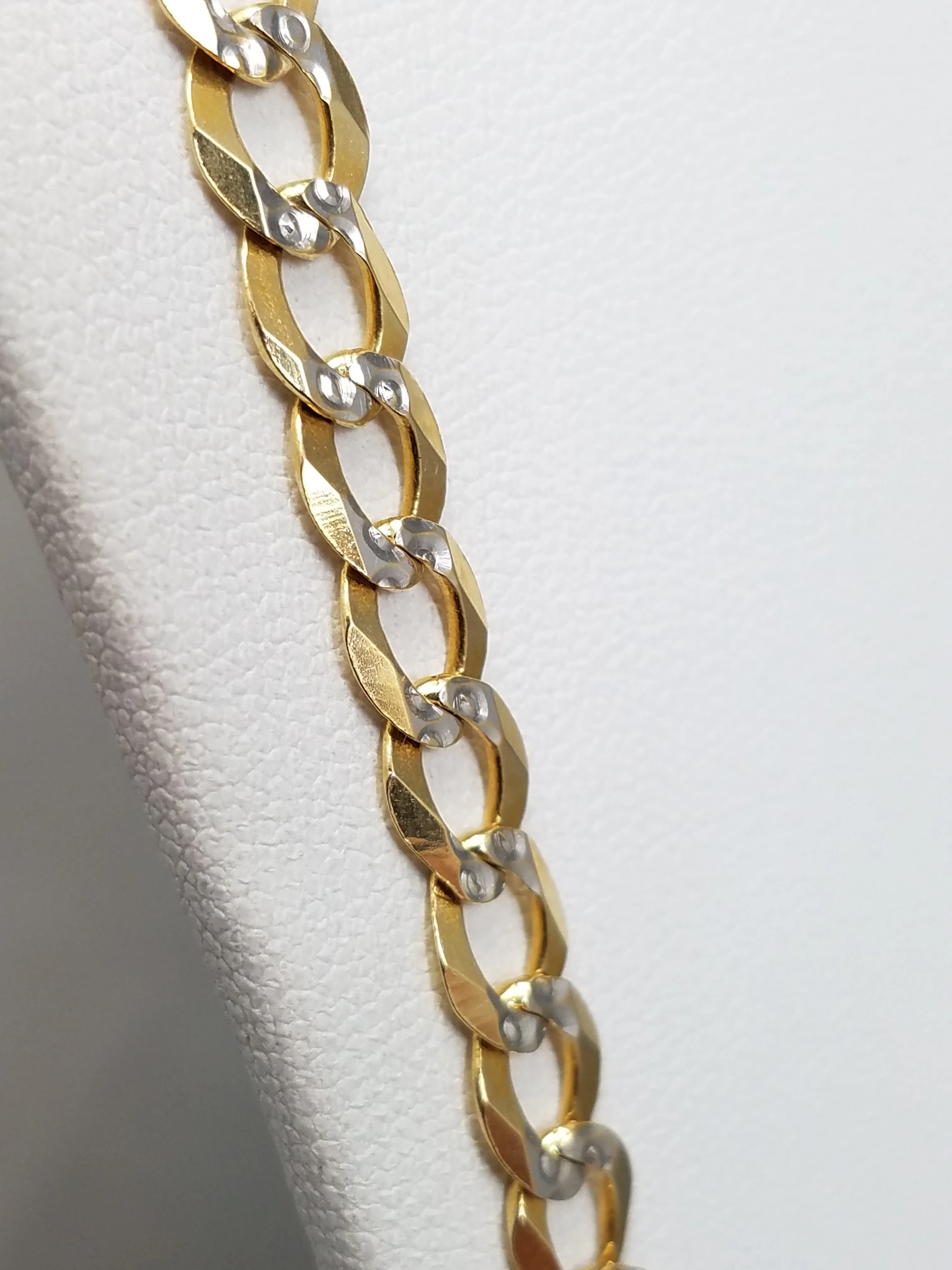 14k Two-Tone Gold Diamond Cut Curb Link 6mm/24" Necklace