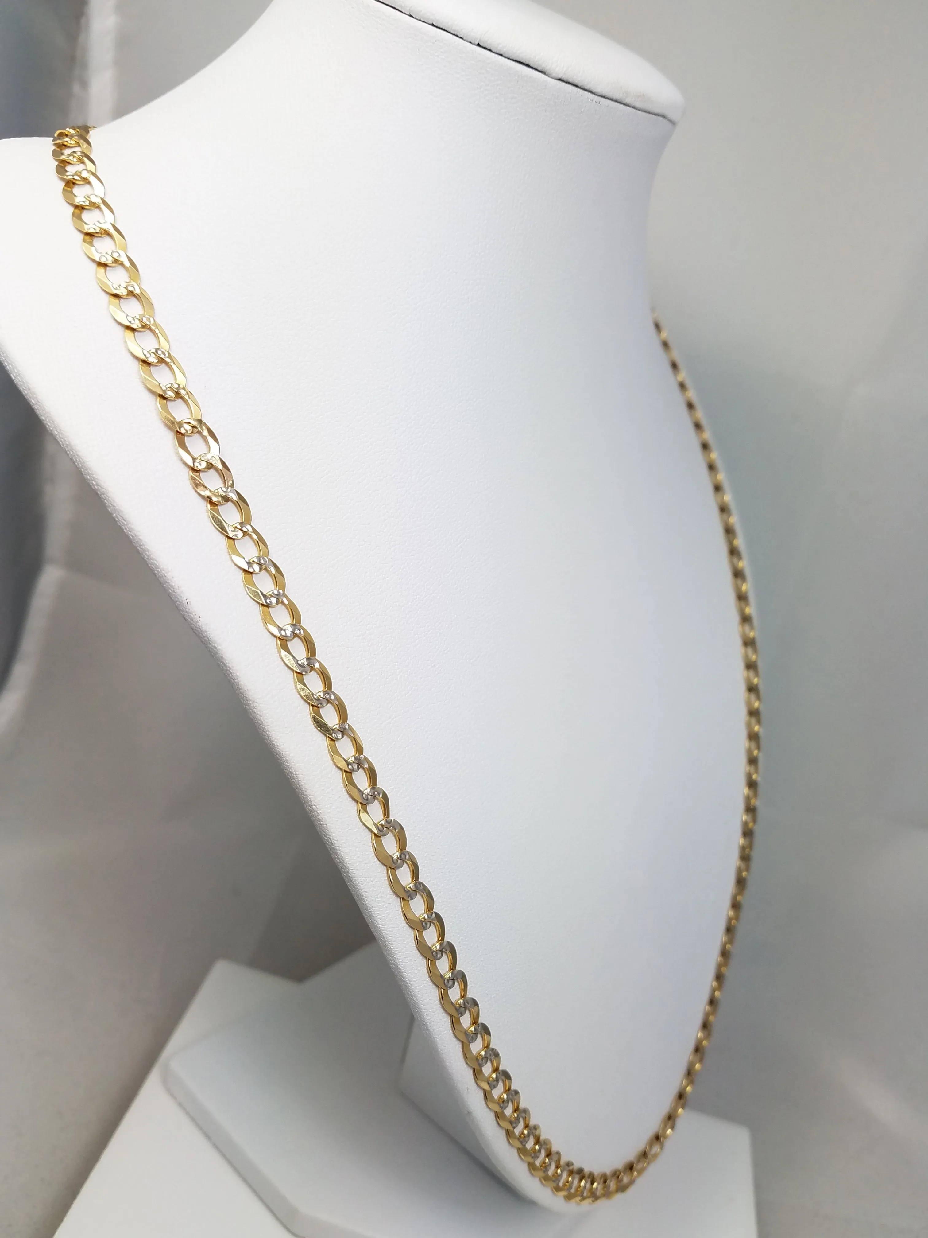 14k Two-Tone Gold Diamond Cut Curb Link 6mm/24" Necklace