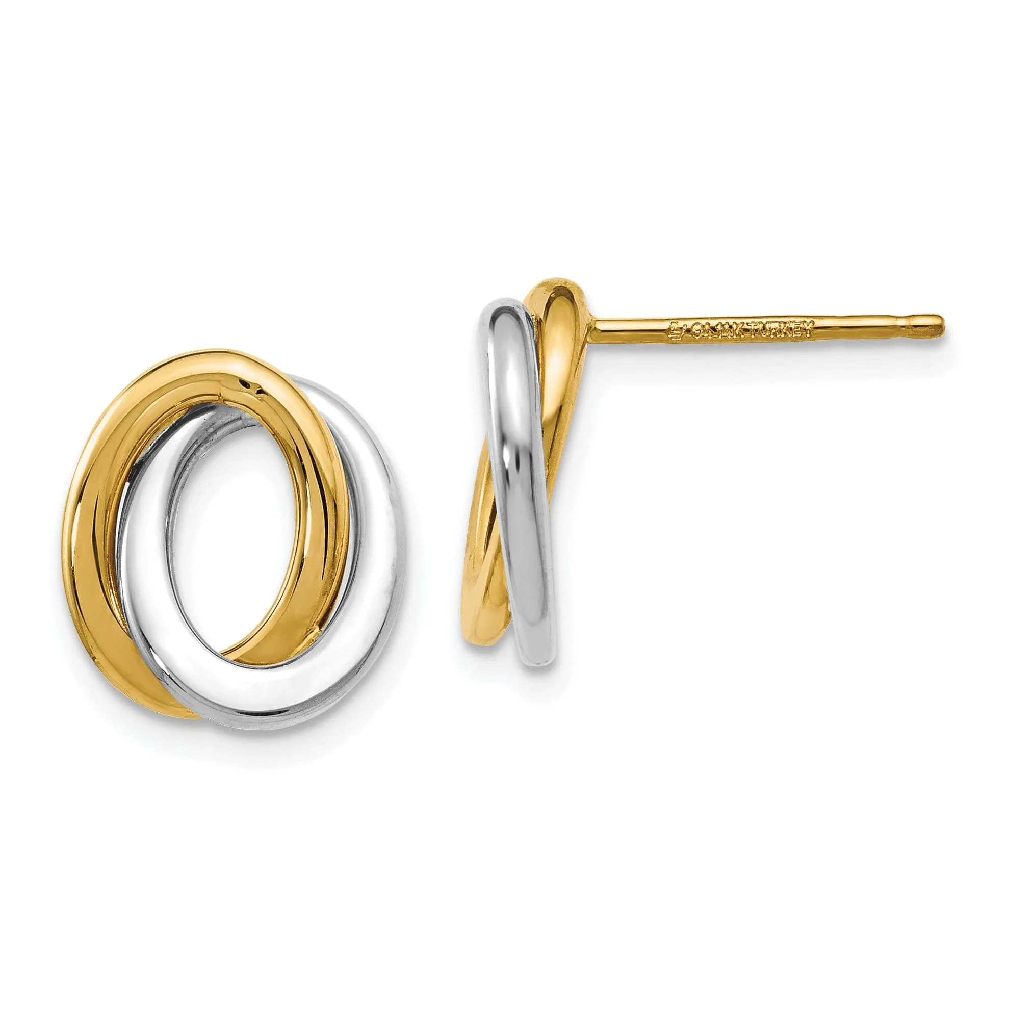 14k Two Tone Gold Polished Love Knot Earrings