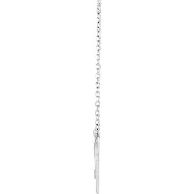 14K White Gold .015 CT Natural Diamond Heart & Cross 18" Necklace