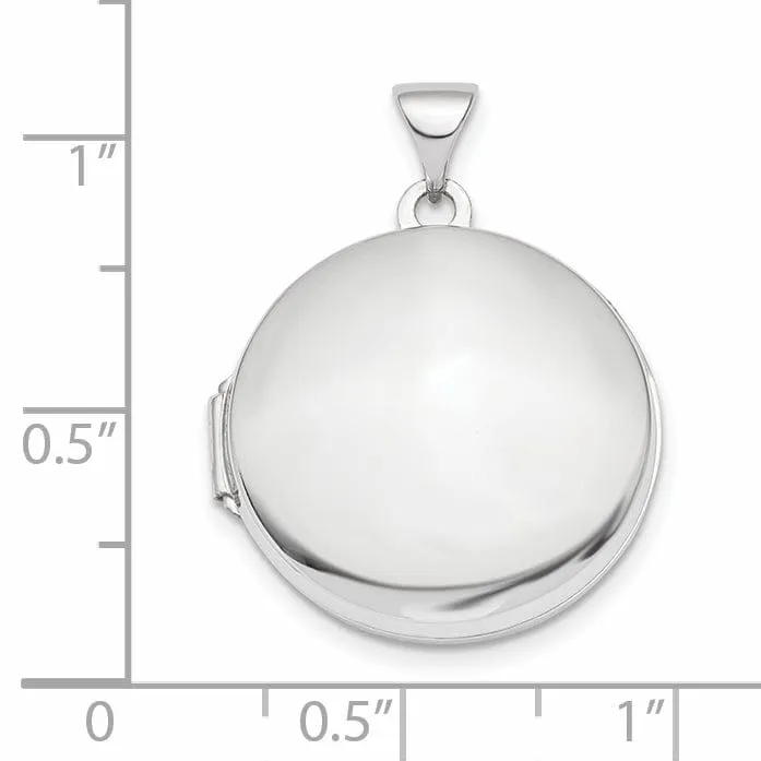 14k White Gold 3-D Domed 20 MM Round Locket