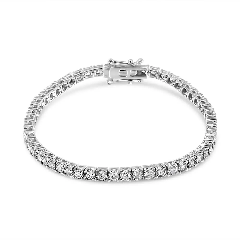 14K White Gold 3.0 Cttw Round-Cut Lab Grown Diamond Miracle Bracelet