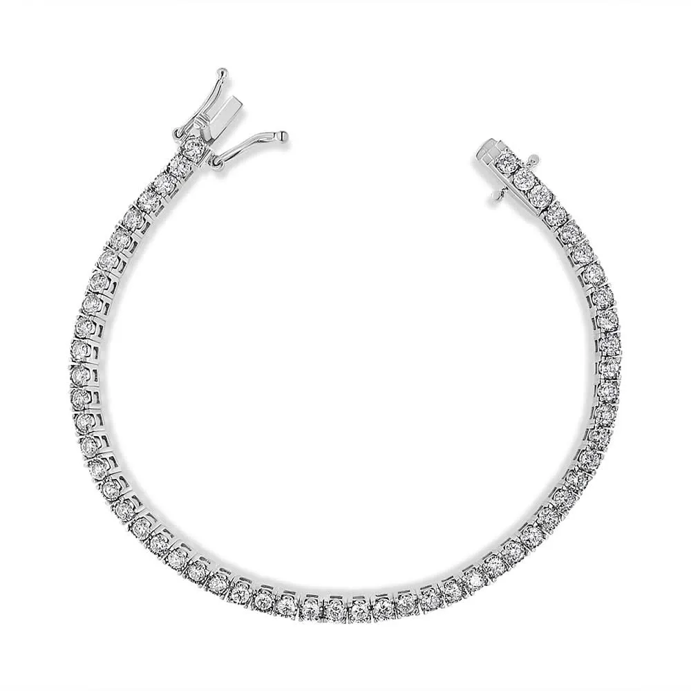 14K White Gold 3.0 Cttw Round-Cut Lab Grown Diamond Miracle Bracelet